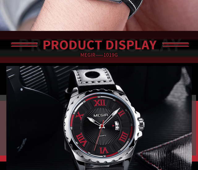 Męski zegarek kwarcowy marki MEGIR Sport z czarnym paskiem z PU, modowy zegar wojskowy na rękę - Wianko - 17