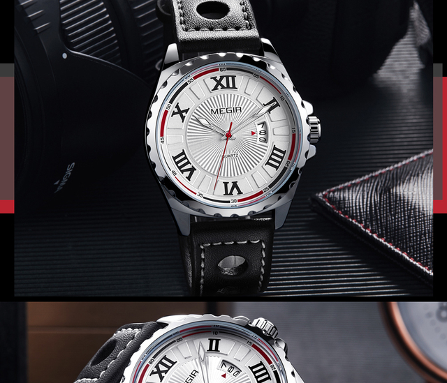 Męski zegarek kwarcowy marki MEGIR Sport z czarnym paskiem z PU, modowy zegar wojskowy na rękę - Wianko - 19