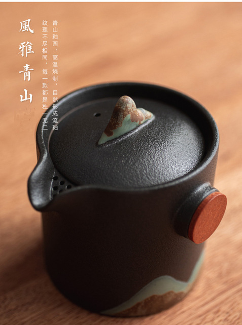 Retro chińskie ceramiczne naczynie do herbaty - zestaw Kung Fu z 2 filiżankami - Mountain - podróżny - fajny prezent - Wianko - 11