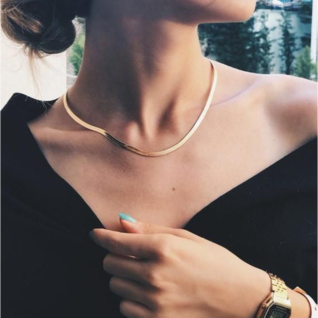 Naszyjnik choker Moda 24K złoty 4MM 50CM ostrze – biżuteria męska i damska - Wianko - 3