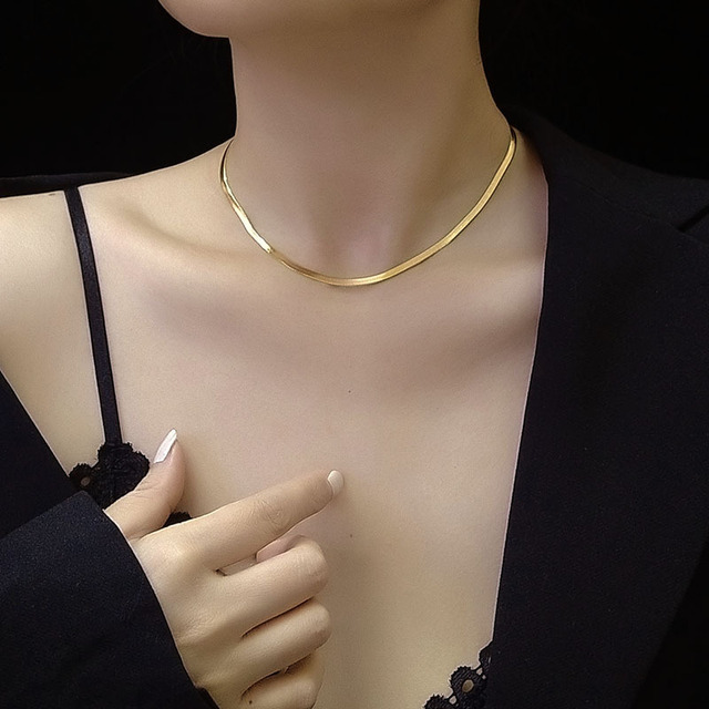 Naszyjnik choker Moda 24K złoty 4MM 50CM ostrze – biżuteria męska i damska - Wianko - 4