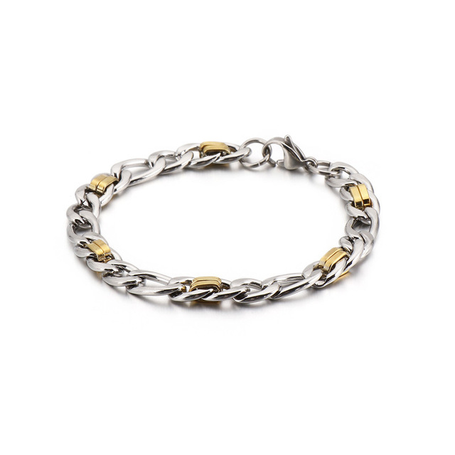 Męska bransoleta łańcuszkowa z tytanu i stali, płaski łańcuch o wysokiej jakości, klasyczna moda i biżuteria, doskonały prezent dla chłopaka - Wianko - 4