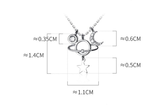 Naszyjnik żeński z łańcuszkiem do obojczyka z 925 srebra - Trendowa pamięć gwiazdy, księżyca i planety - Wianko - 26