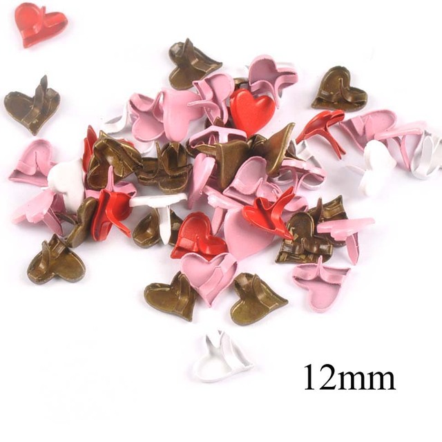 50 sztuk metalowych pinów do ozdabiania odzieży i toreb - serca 6.5-15mm, kolorowe i stylowe nity DIY [c1926] - Wianko - 10