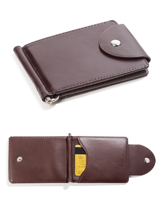 Męski klips na pieniądze z cienkim portfelem - PU Leather, metalowa klamra, kartonowe opakowanie ZH-114 - Wianko - 5