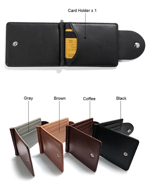 Męski klips na pieniądze z cienkim portfelem - PU Leather, metalowa klamra, kartonowe opakowanie ZH-114 - Wianko - 4