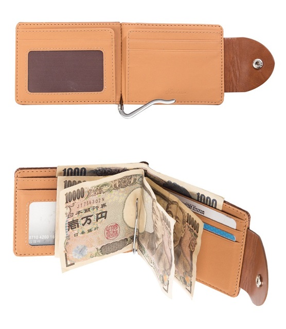 Męski klips na pieniądze z cienkim portfelem - PU Leather, metalowa klamra, kartonowe opakowanie ZH-114 - Wianko - 10