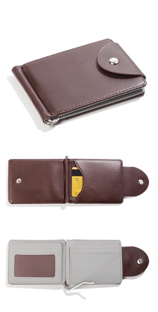 Męski klips na pieniądze z cienkim portfelem - PU Leather, metalowa klamra, kartonowe opakowanie ZH-114 - Wianko - 8