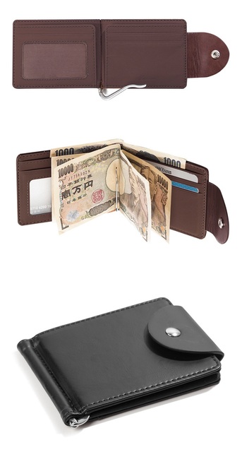 Męski klips na pieniądze z cienkim portfelem - PU Leather, metalowa klamra, kartonowe opakowanie ZH-114 - Wianko - 6
