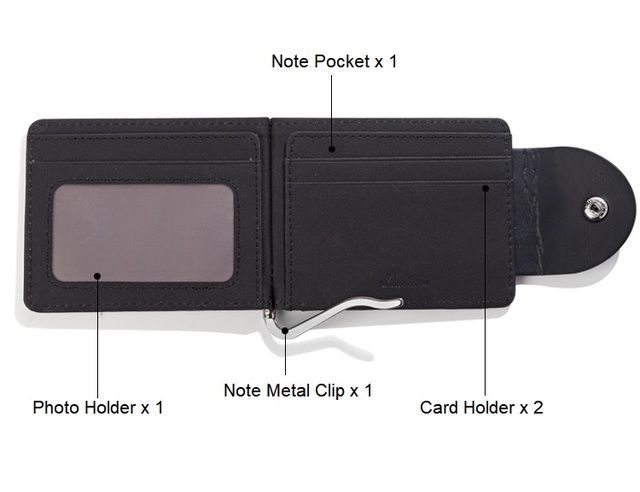 Męski klips na pieniądze z cienkim portfelem - PU Leather, metalowa klamra, kartonowe opakowanie ZH-114 - Wianko - 3