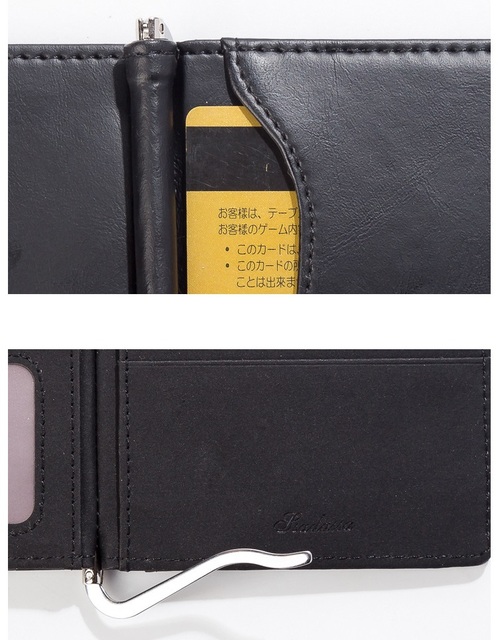 Męski klips na pieniądze z cienkim portfelem - PU Leather, metalowa klamra, kartonowe opakowanie ZH-114 - Wianko - 12