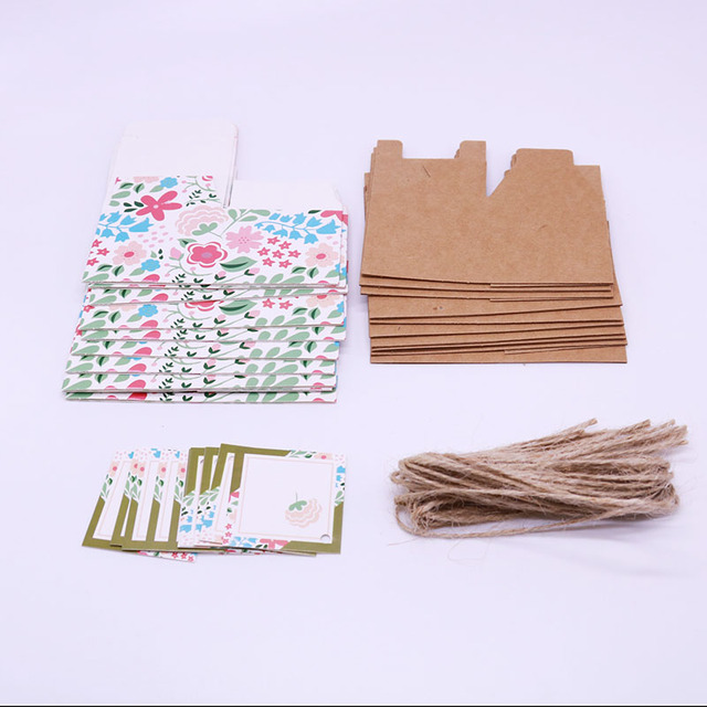 Opakowanie DIY na cukierki - papierowe pudełko w formie torby z 12 sztukami kart wiadomości - Wianko - 9