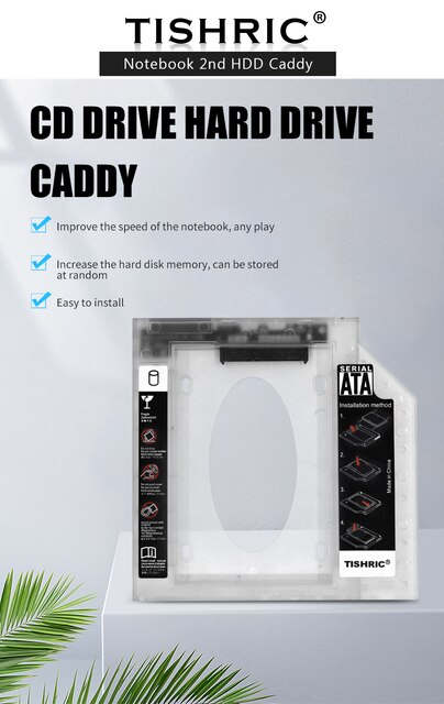 Obudowa dysku twardego TISHRIC Optibay SATA 9.5mm/12.7mm HDD Caddy 2.5'' SSD Box - Wianko - 1