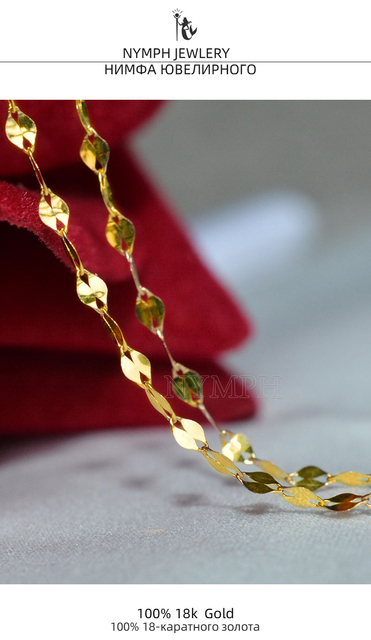 Naszyjnik łańcuszkowy NYMPH oryginalny, 18K złoty, prawdziwe AU750, wisiorek, płaski łańcuch w kolorze żółtym, białym i różowym złocie dla kobiet, prezent na imprezę X320 - Wianko - 3
