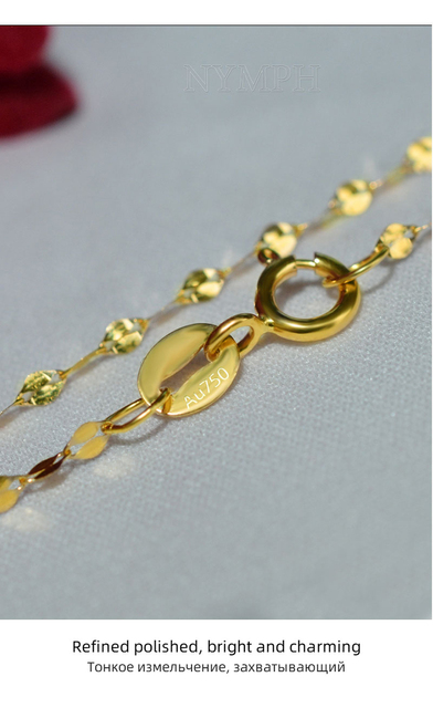 Naszyjnik łańcuszkowy NYMPH oryginalny, 18K złoty, prawdziwe AU750, wisiorek, płaski łańcuch w kolorze żółtym, białym i różowym złocie dla kobiet, prezent na imprezę X320 - Wianko - 6