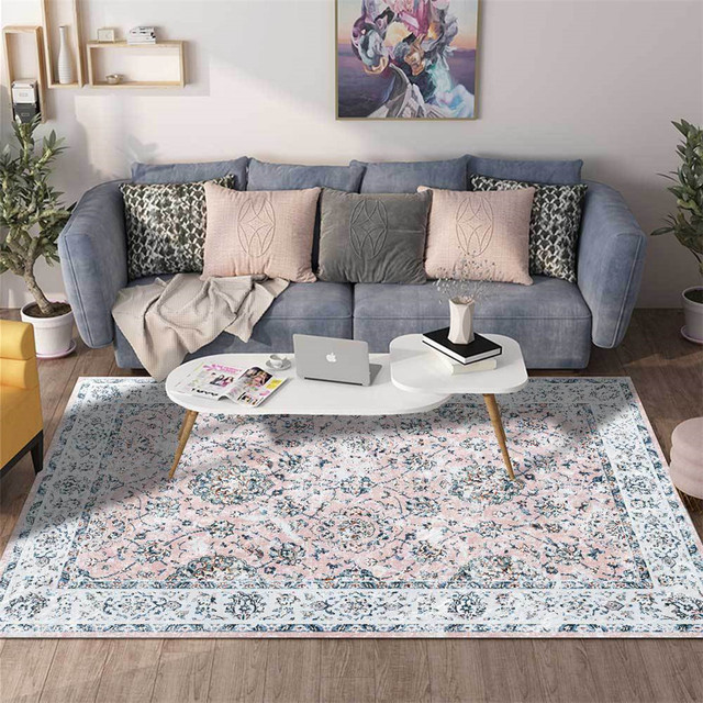 Dywanik do pokoju SkyBlue w kwiaty w amerykańskim stylu, mat z perskim wzorem, drukowany, idealny do salonu, sypialni i kuchni - zamów już teraz! - Wianko - 8
