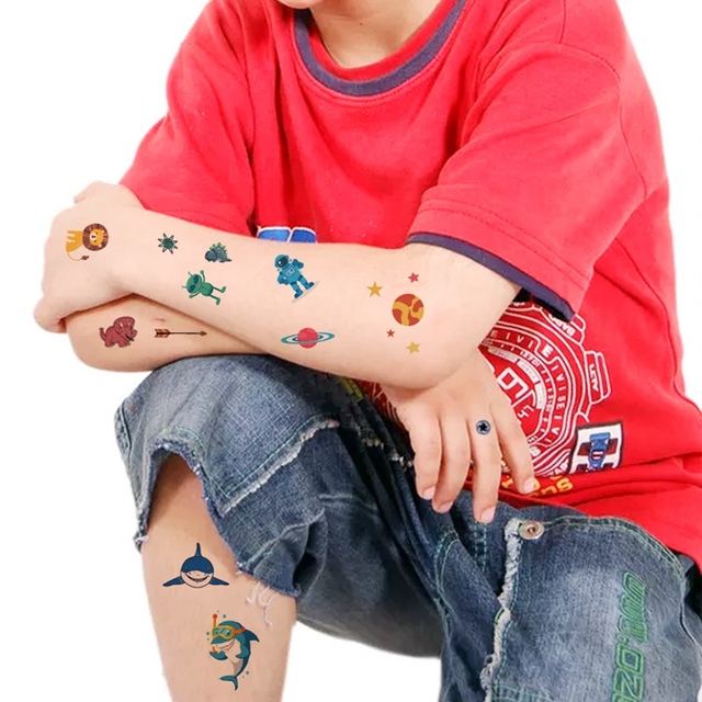 Zestaw 10 sztuk dzieci zwierzęta kreskówkowe syrenka jednorożec tymczasowe naklejki z tatuażami na ciało Baby Shower Party - Wianko - 2