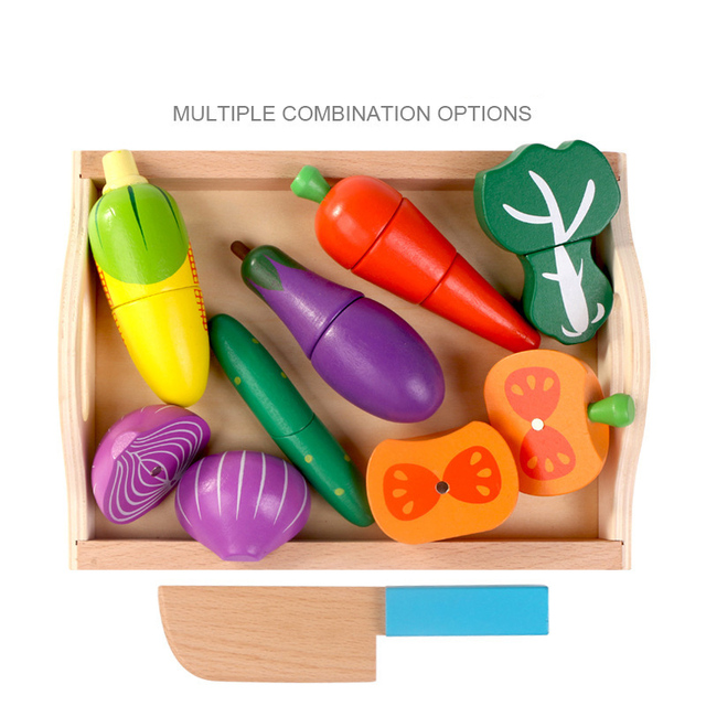 Zestaw żywności symulacja dla dzieci Montessori - kuchenne zabawki, wycinanki, owoce, warzywa - Wianko - 22