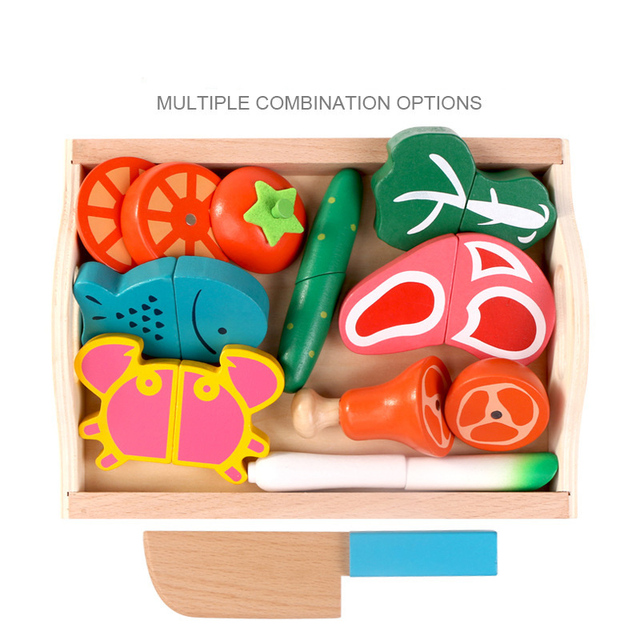 Zestaw żywności symulacja dla dzieci Montessori - kuchenne zabawki, wycinanki, owoce, warzywa - Wianko - 23