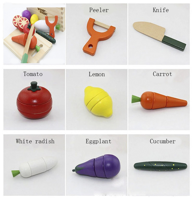 Zestaw żywności symulacja dla dzieci Montessori - kuchenne zabawki, wycinanki, owoce, warzywa - Wianko - 10