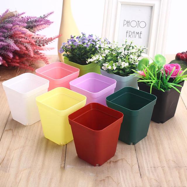 Doniczka ogrodowa kwadratowa Bonsai plastik, idealna na sukulenty, do użytku w ogrodzie, biurku, czy domu - różne kolory - Wianko - 4