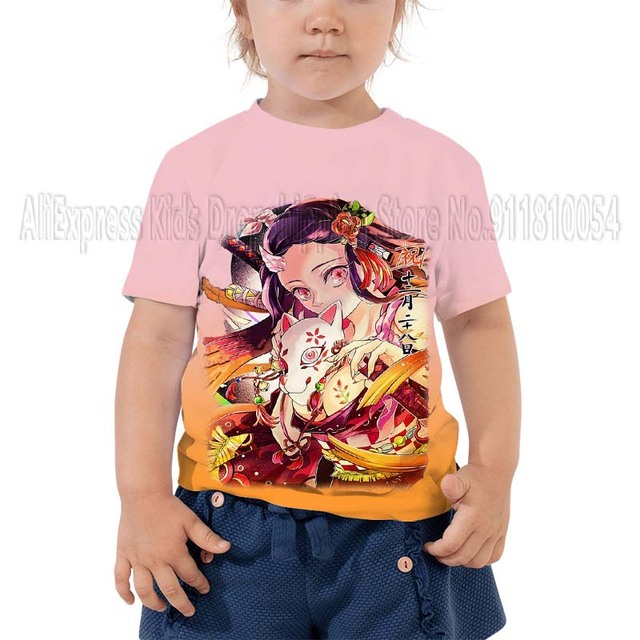 Dziecięce koszulki 3D Print Demon Slayer z motywem Anime dla chłopców i dziewcząt - Wianko - 3