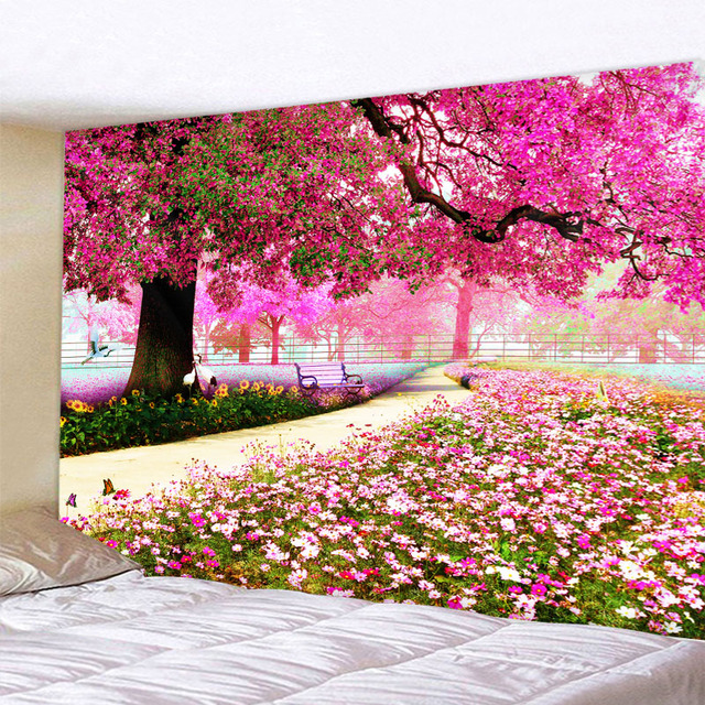 Rozowy kwiat gobelin sciana do zawieszenia boho hipisowska wiszaca dekoracja sypialni salon gobelin psychedeliczny - Wianko - 2