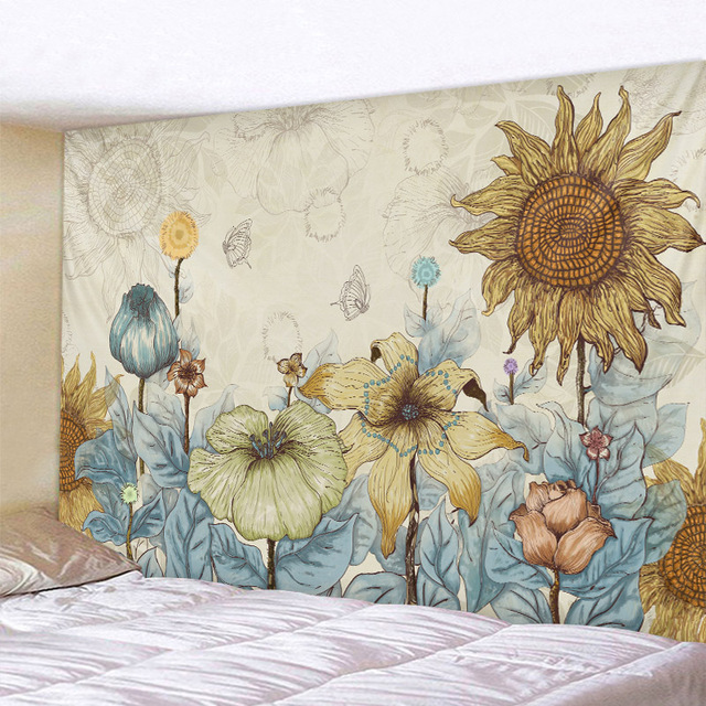 Mandala gobelin - Slonecznik retro artystyczny obraz olejny - dekoracja sypialni, czeski styl hippie - koc salon produkt - Wianko - 16