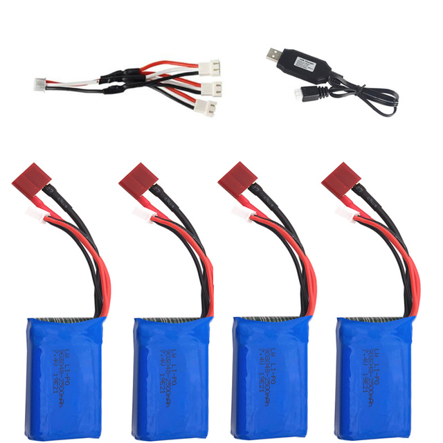 Akumulator Li-po 2S 7.4V 2500mAh + kabel 3w1 + ładowarka for q39 wltoys A959-B A969-B A979-B K929-B RC Samochód - Wianko - 2