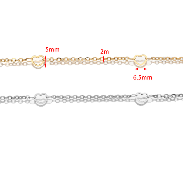 1-metrowy łańcuszek ze stali nierdzewnej w kształcie złotego serca do tworzenia biżuterii DIY - naszyjnik, bransoletka, anklet - Wianko - 3