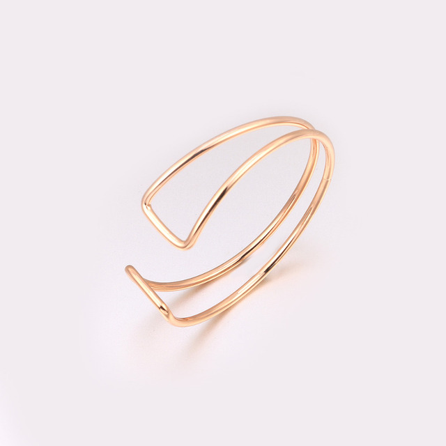 Złoty geometryczny mankiet bransoletka dla kobiet dzieci - minimalistyczny kolor, klasyczne wzornictwo, modna biżuteria lato 2019 - Wianko - 3