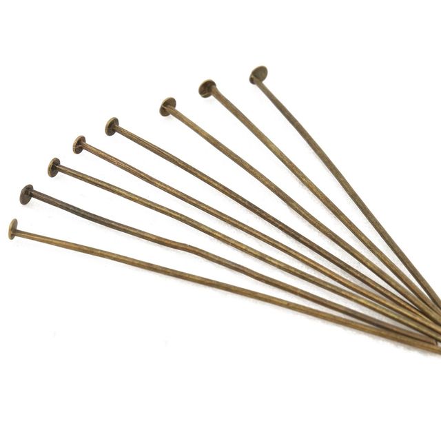 200 sztuk igły Headpins płaskie głowy do biżuterii 20-50mm, srebrne/złote/antyczne, mosiądz - Wianko - 6