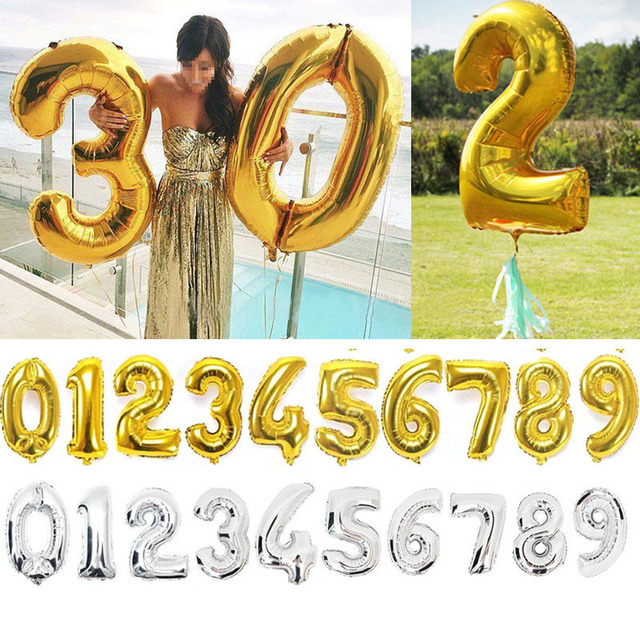 Numer 40 cali folia złota i srebra, dmuchany balon cyfrowy, idealny na festiwale, urodziny i wesela - Wianko - 1