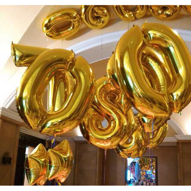 Numer 40 cali folia złota i srebra, dmuchany balon cyfrowy, idealny na festiwale, urodziny i wesela - Wianko - 4