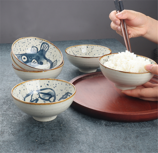 Miseczka domowa do ryżu, makaronu, zupy, deserów - retro koreański styl, ceramiczna zastawa stołowa - Wianko - 2