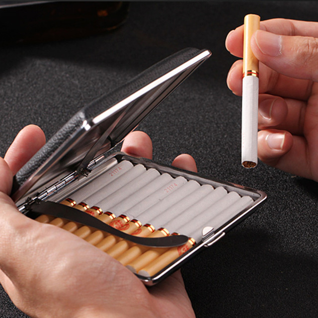 Skórzana papierośnica Vintage Classic na 14/16/20 prawdziwych papierosów - męski uchwyt na papierosy - Wianko - 5