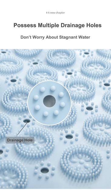 GURET okrągła antypoślizgowa mata prysznicowa łazienkowa z otworami spustowymi - PCV, zestaw akcesoriów łazienkowych - Wianko - 5