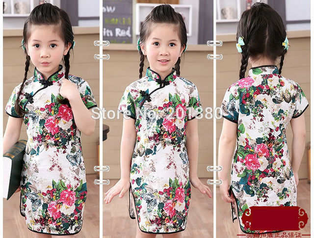 Dziewczęce letnie sukienki Piwonia Qipao Chiński Nowy Rok, Kwiatowe stroje Cheongsam dla dziewczynek 2-16 lat - Wianko - 62