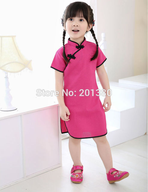 Dziewczęce letnie sukienki Piwonia Qipao Chiński Nowy Rok, Kwiatowe stroje Cheongsam dla dziewczynek 2-16 lat - Wianko - 51