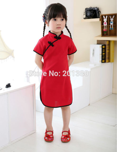 Dziewczęce letnie sukienki Piwonia Qipao Chiński Nowy Rok, Kwiatowe stroje Cheongsam dla dziewczynek 2-16 lat - Wianko - 47