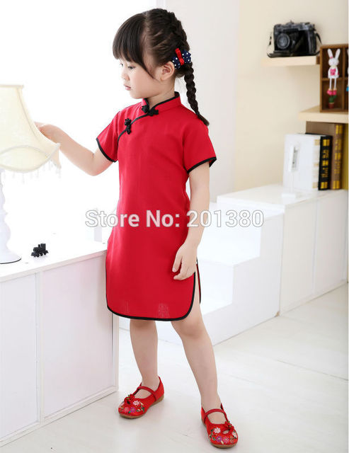 Dziewczęce letnie sukienki Piwonia Qipao Chiński Nowy Rok, Kwiatowe stroje Cheongsam dla dziewczynek 2-16 lat - Wianko - 40