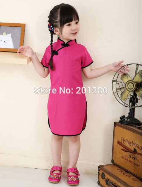 Dziewczęce letnie sukienki Piwonia Qipao Chiński Nowy Rok, Kwiatowe stroje Cheongsam dla dziewczynek 2-16 lat - Wianko - 50