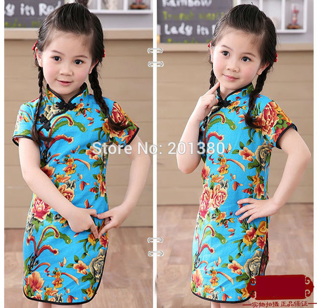 Dziewczęce letnie sukienki Piwonia Qipao Chiński Nowy Rok, Kwiatowe stroje Cheongsam dla dziewczynek 2-16 lat - Wianko - 69