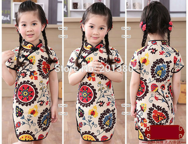 Dziewczęce letnie sukienki Piwonia Qipao Chiński Nowy Rok, Kwiatowe stroje Cheongsam dla dziewczynek 2-16 lat - Wianko - 78