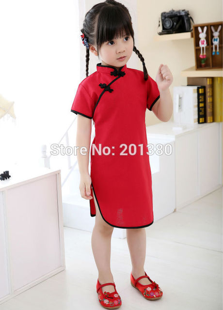 Dziewczęce letnie sukienki Piwonia Qipao Chiński Nowy Rok, Kwiatowe stroje Cheongsam dla dziewczynek 2-16 lat - Wianko - 46