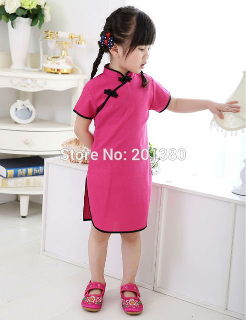 Dziewczęce letnie sukienki Piwonia Qipao Chiński Nowy Rok, Kwiatowe stroje Cheongsam dla dziewczynek 2-16 lat - Wianko - 48
