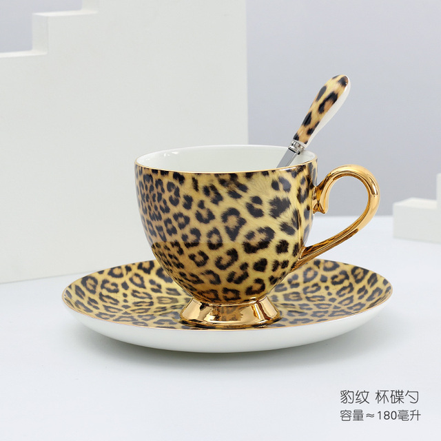 Kubek do kawy i spodek z kreatywnej porcelany kostnej w cętki CL81807 - Wianko - 9