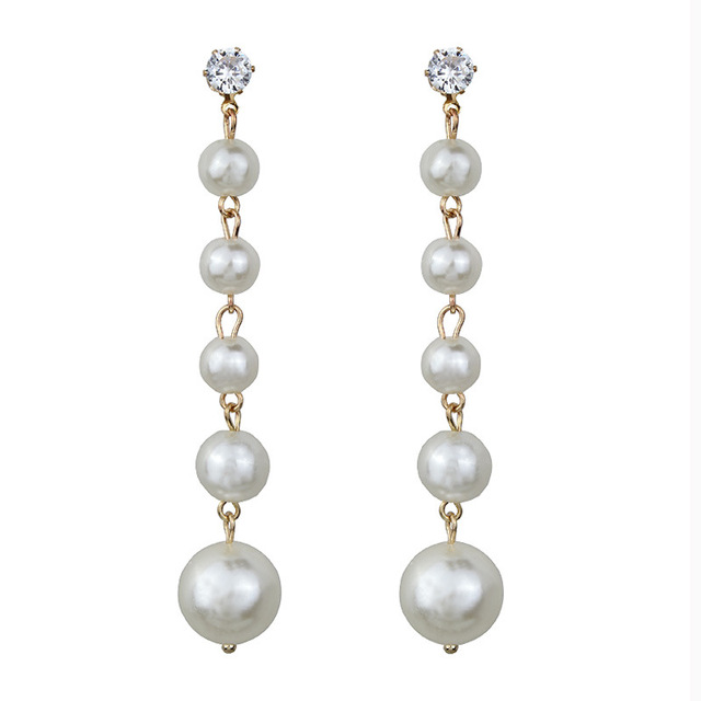 Kolczyki wiszące Europejska i amerykańska moda - Retro długi wiszący łańcuszek z pióropuszem i imitacją perły - Wianko - 23