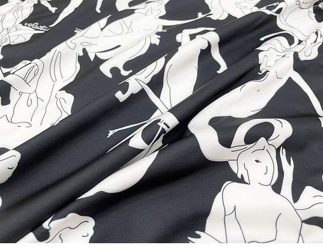 Luksusowy damski materiał satynowy z wzorem, 100% poliester, drukowany jak sztuczny jedwab - koszule i piżamy - Wianko - 3