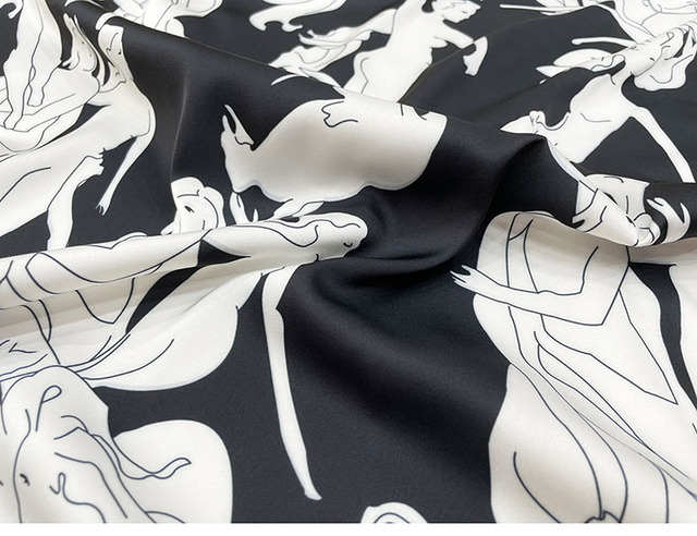 Luksusowy damski materiał satynowy z wzorem, 100% poliester, drukowany jak sztuczny jedwab - koszule i piżamy - Wianko - 2